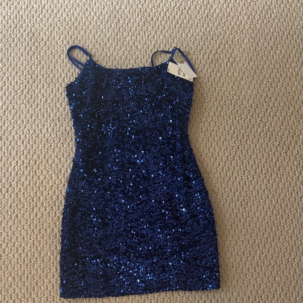 BP Blue Sequin Strappy Top